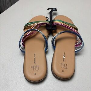 Time and Tru colorful sandals Size 8 beach outdoor vacation summer preppy casual